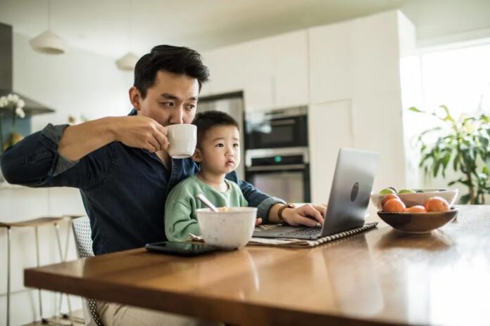 dad doing remote work