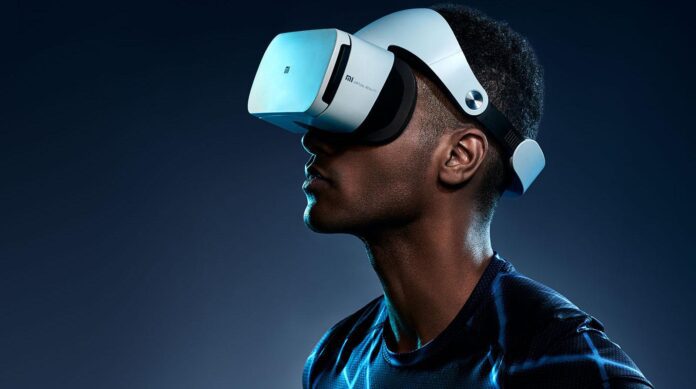 Man wearing Virtual Reality Box